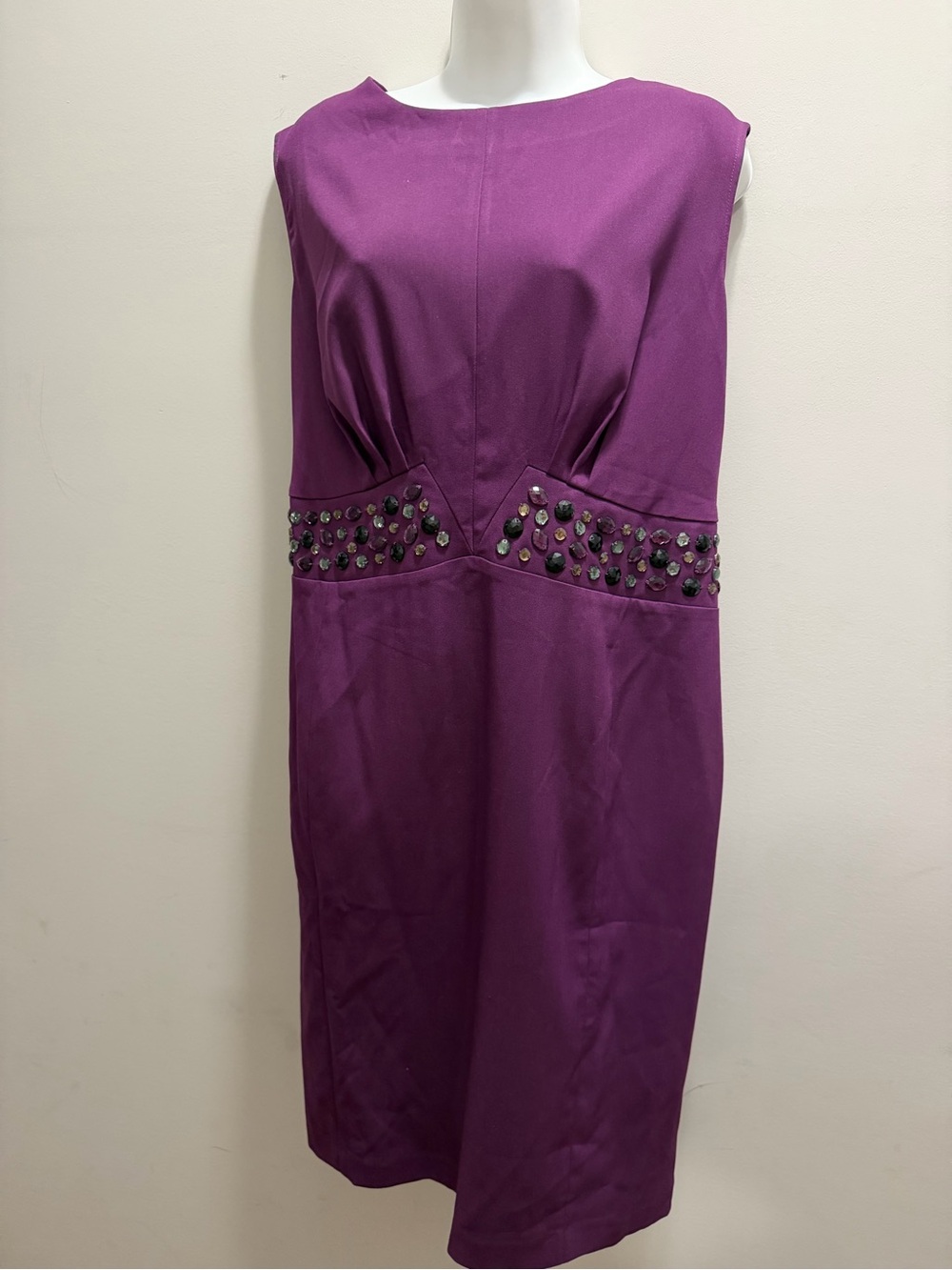 Modes & Manner Purple Jeweled Waist Sheath Dress Size 18W